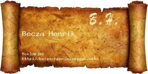 Becza Henrik névjegykártya